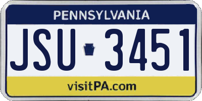 PA license plate JSU3451