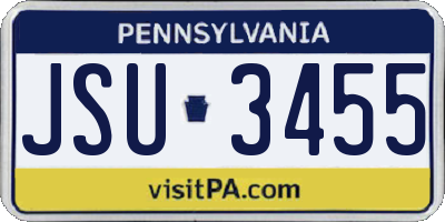 PA license plate JSU3455