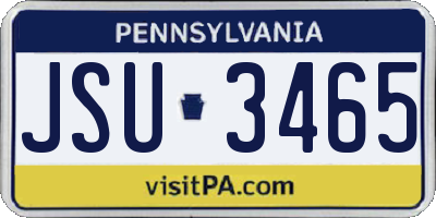 PA license plate JSU3465