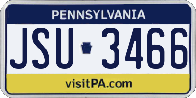 PA license plate JSU3466