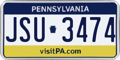 PA license plate JSU3474