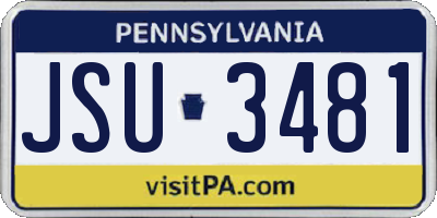 PA license plate JSU3481