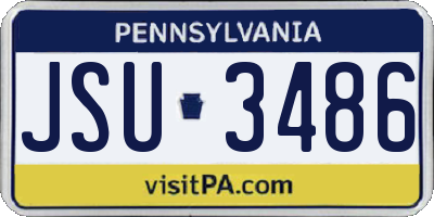 PA license plate JSU3486