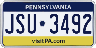 PA license plate JSU3492