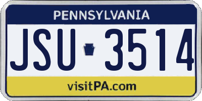 PA license plate JSU3514
