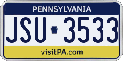 PA license plate JSU3533