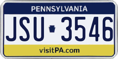 PA license plate JSU3546