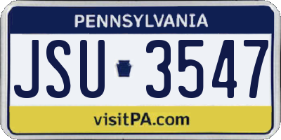PA license plate JSU3547