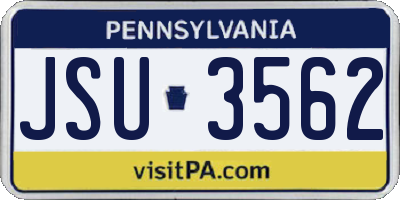 PA license plate JSU3562