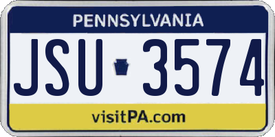 PA license plate JSU3574