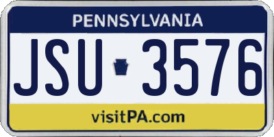 PA license plate JSU3576