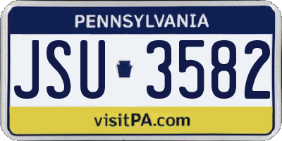 PA license plate JSU3582