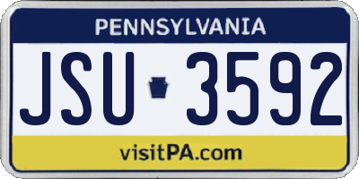 PA license plate JSU3592