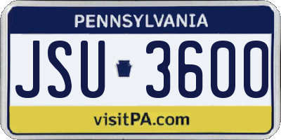 PA license plate JSU3600