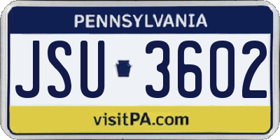 PA license plate JSU3602