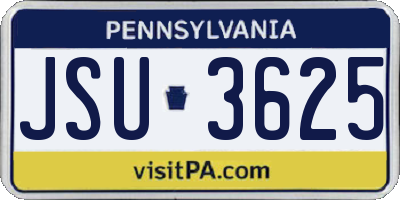 PA license plate JSU3625