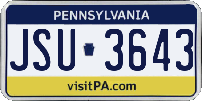 PA license plate JSU3643
