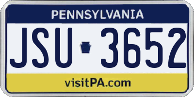 PA license plate JSU3652