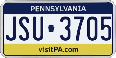 PA license plate JSU3705