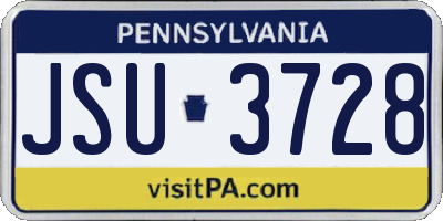 PA license plate JSU3728