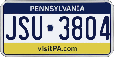 PA license plate JSU3804