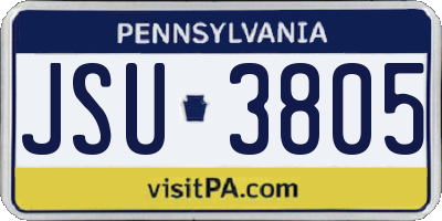 PA license plate JSU3805