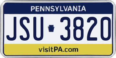 PA license plate JSU3820