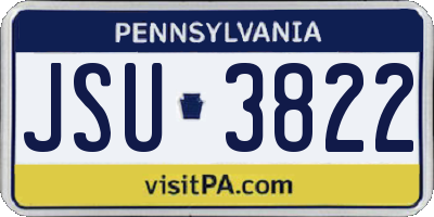 PA license plate JSU3822