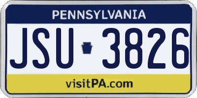 PA license plate JSU3826