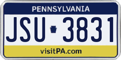 PA license plate JSU3831