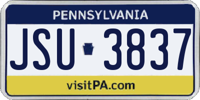 PA license plate JSU3837