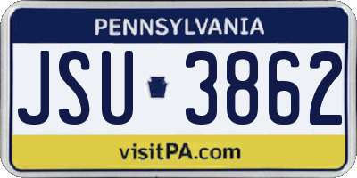 PA license plate JSU3862