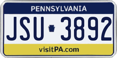 PA license plate JSU3892
