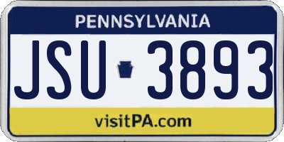 PA license plate JSU3893