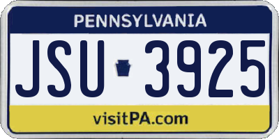 PA license plate JSU3925