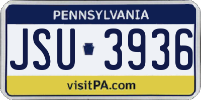 PA license plate JSU3936
