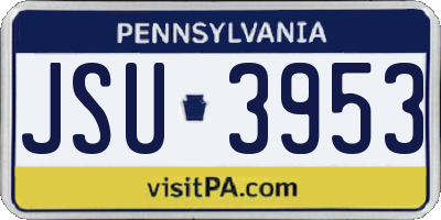 PA license plate JSU3953