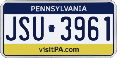 PA license plate JSU3961