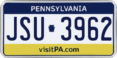 PA license plate JSU3962