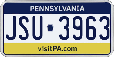 PA license plate JSU3963