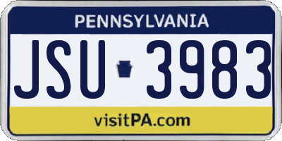 PA license plate JSU3983