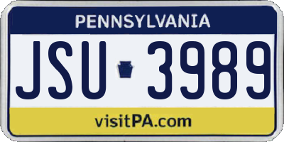 PA license plate JSU3989