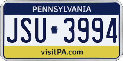 PA license plate JSU3994