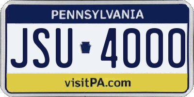 PA license plate JSU4000