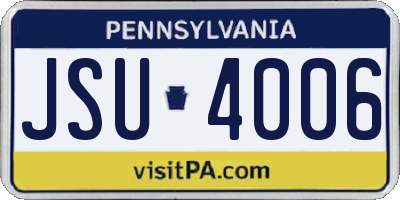 PA license plate JSU4006