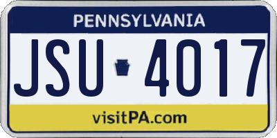 PA license plate JSU4017