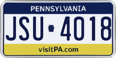 PA license plate JSU4018