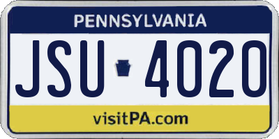 PA license plate JSU4020