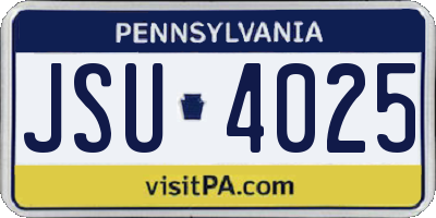 PA license plate JSU4025