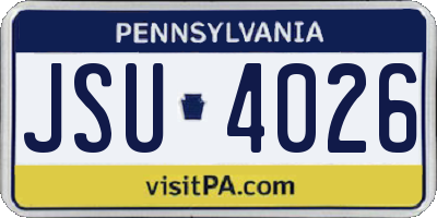 PA license plate JSU4026
